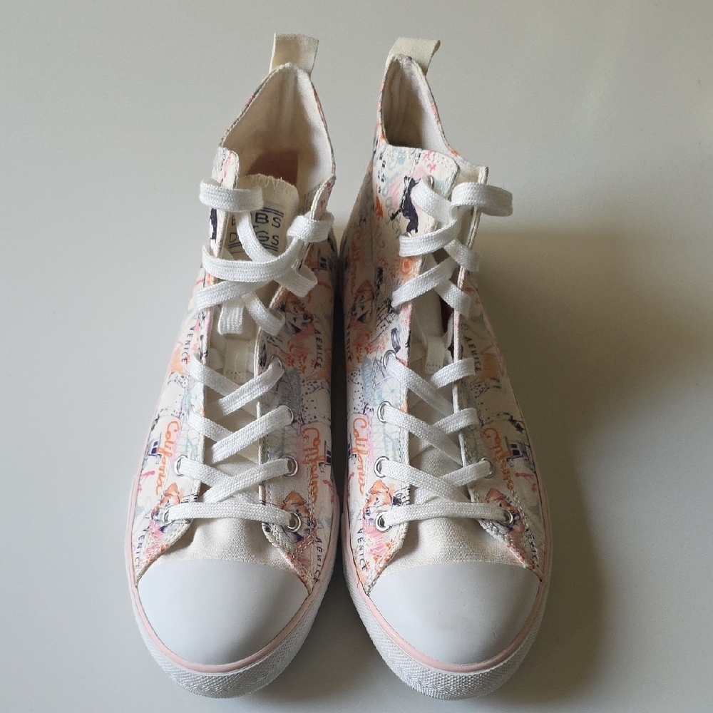Skechers White and Pink High-Top Sneakers
